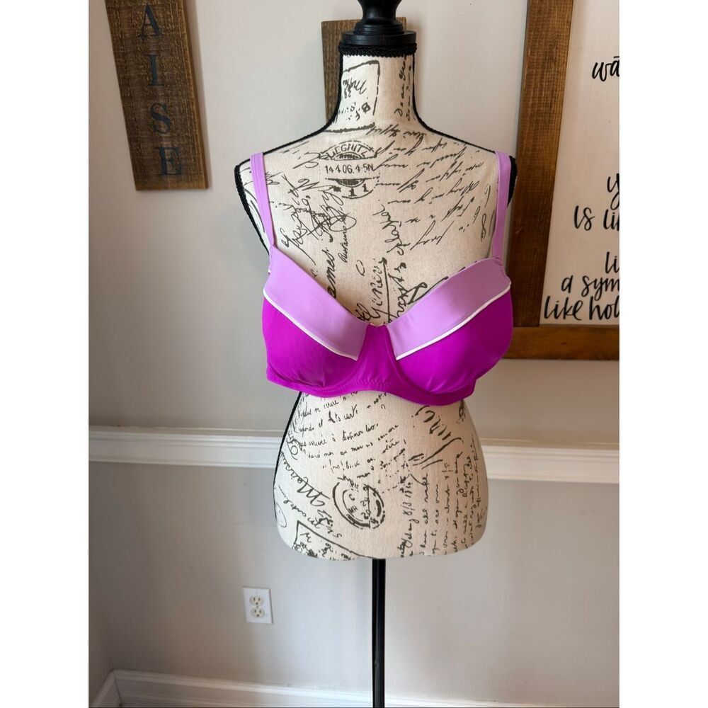 Swimsuit For All Women's Colorblock Underwire Bikini Top Fuchsia Purple Size 18